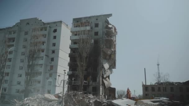 Rovine di edifici in Ucraina. — Video Stock