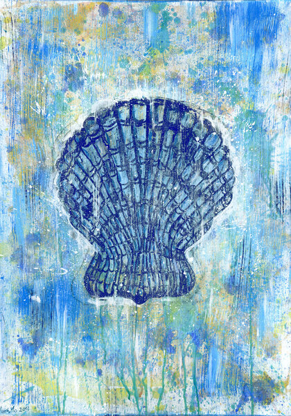 Seashell pectinidae art painting