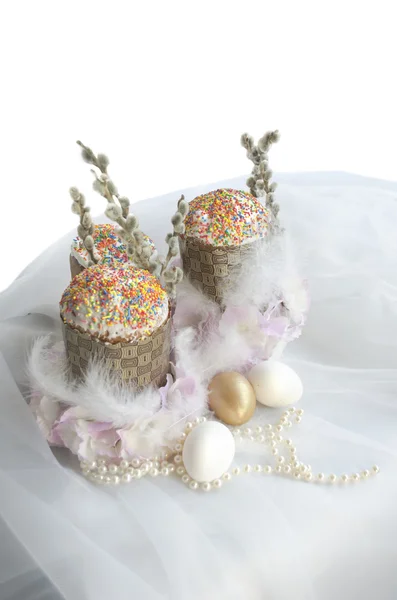 復活祭の卵ケーキ綿毛布 — ストック写真