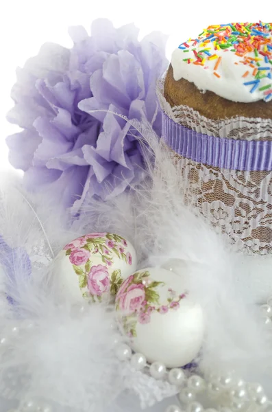 Easter egg cake fluff beads — Stock Photo, Image