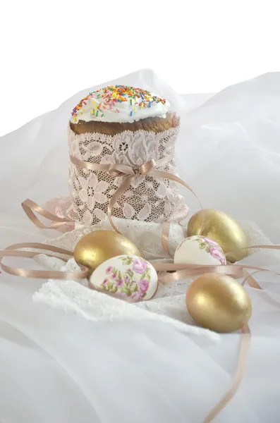 Easter egg cake fabric lace — Stock Photo, Image