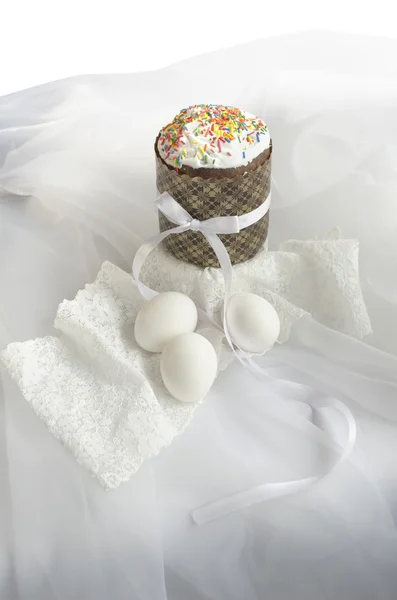 Easter egg cake fabric lace — Stock Photo, Image