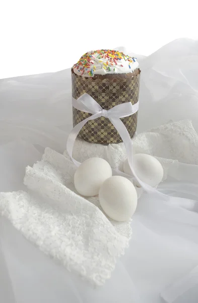 Easter egg cake fabric lace — Stock Photo, Image