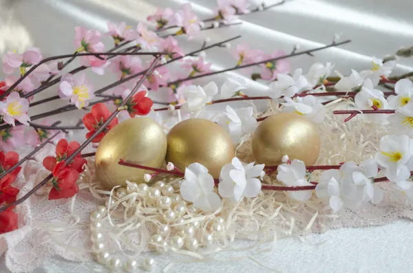 Encaje de tela de huevo de Pascua —  Fotos de Stock