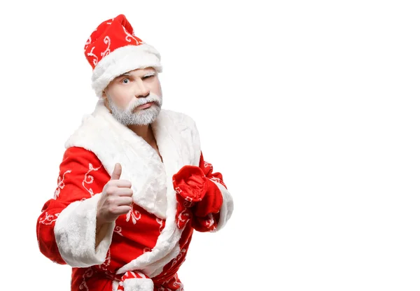 Weihnachtsmann zeigt Ok-Zeichen, weißer Hintergrund — Stockfoto