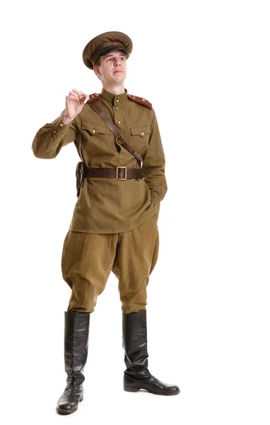 Herec oblečený do vojenských uniforem druhé světové války — Stock fotografie