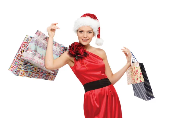 Donna con shopping bags — Foto Stock