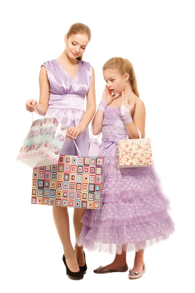 Sisters with gifts — Stock Photo, Image