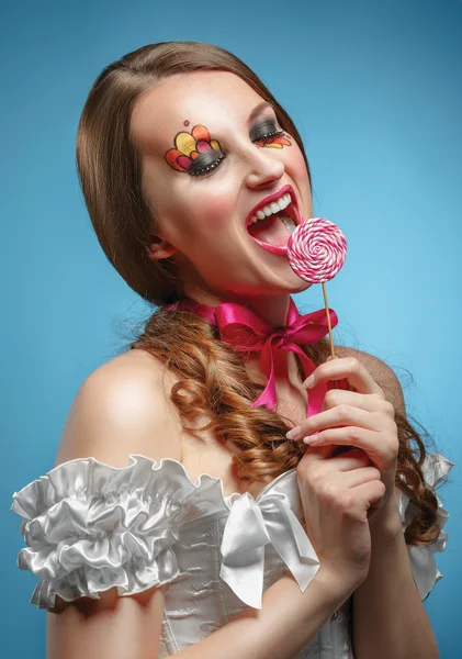 Model with lollipop — Stock Photo, Image