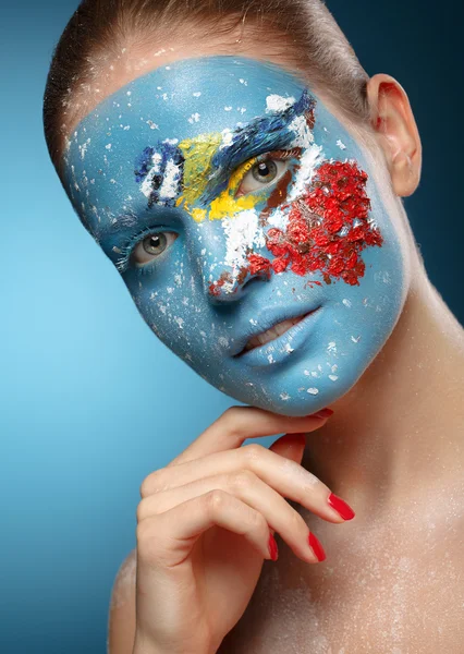 Faceart. Máscara Veneciana. Mujer Hermosa En Traje De Época Y Una