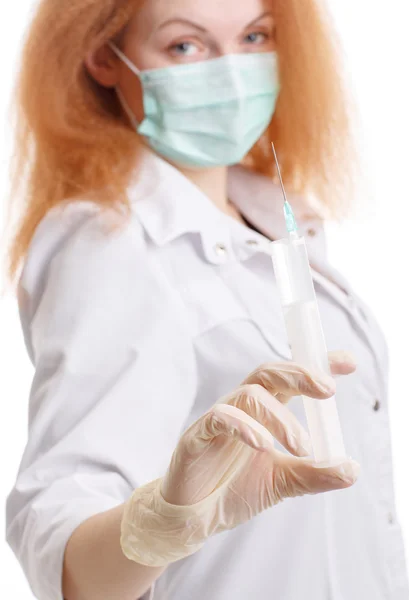 Healthcare and medical concept - female doctor or nurse in medic — Stock Photo, Image