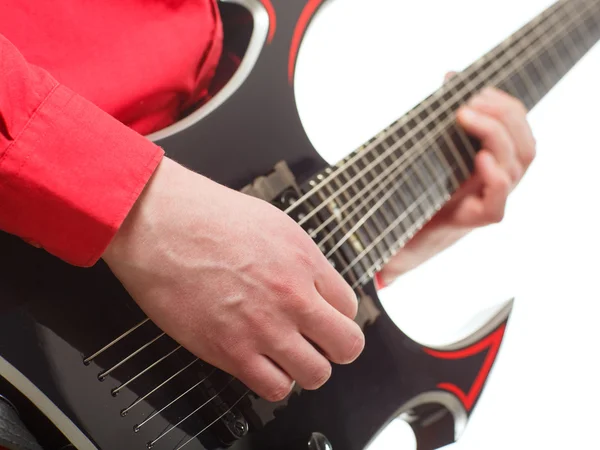 Guitarrista de rock toca guitarra solo — Fotografia de Stock