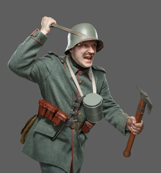Duitse infanterist tijdens de eerste Wereldoorlog. — Stockfoto