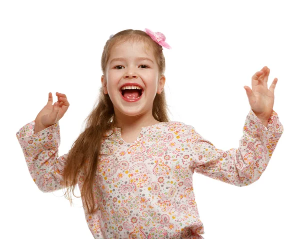 Little girl on the move. Cheerful, positive. — Stock Photo, Image