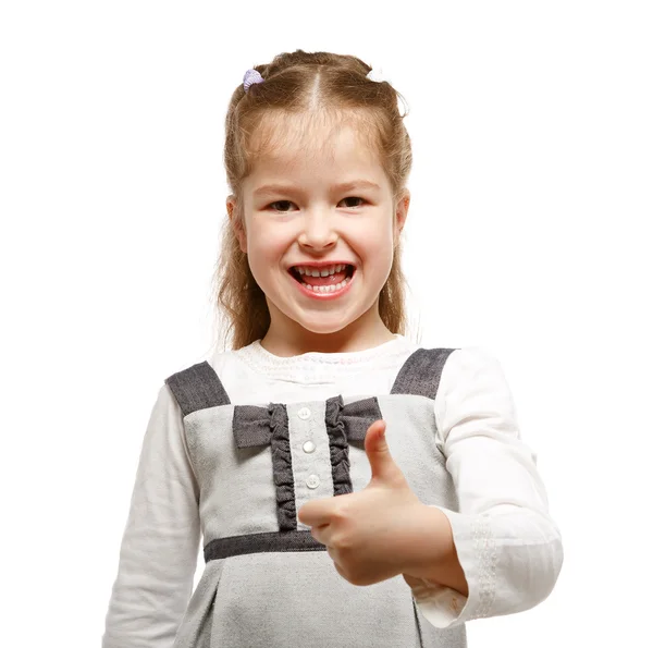 Niña mostrando signo OK — Foto de Stock