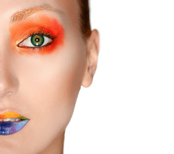 Close Up shot of a beautiful girl with fashion make-up — Stock Photo, Image