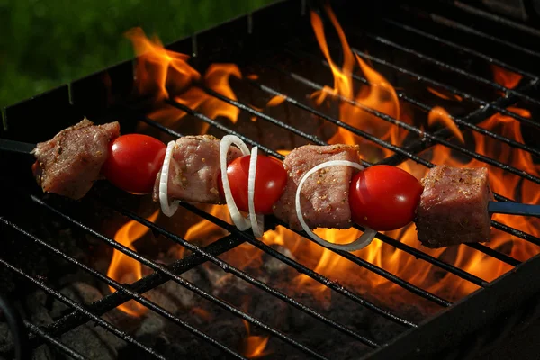 Varkensvlees op de grill — Stockfoto