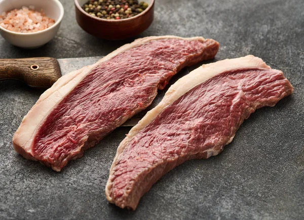 Raw Cap Rump Steak Top Sirloin Beef Meat Steak Grey — Stockfoto