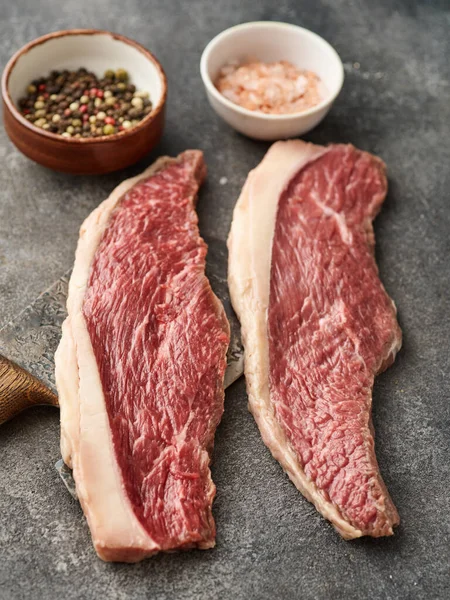 Raw Cap Rump Steak Top Sirloin Beef Meat Steak Grey — ストック写真