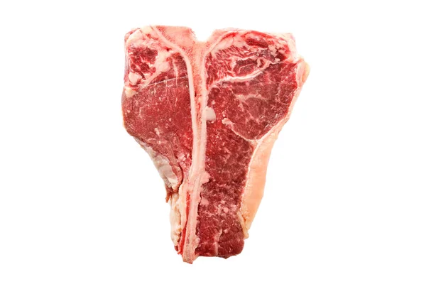 Syrový Bone Steak Bílém Pozadí Izolované — Stock fotografie