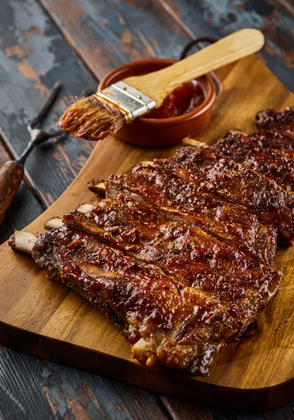 Gegrilde Spareribs Geroosterde Gemarineerde Plakkerige Spareribs — Stockfoto