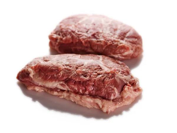 Kawałek Świeżego Mięsa Wycięte Policzka Iberyjskiego Wieprzowiny Białym Tle — Zdjęcie stockowe