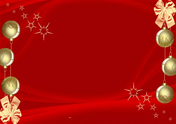 Christmas deep red design with gold ornaments and stars — Stock Photo, Image