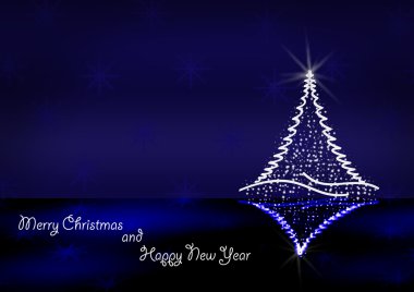mutlu Noeller ve mutlu yeni yıl tasarım derin mavi arka plan