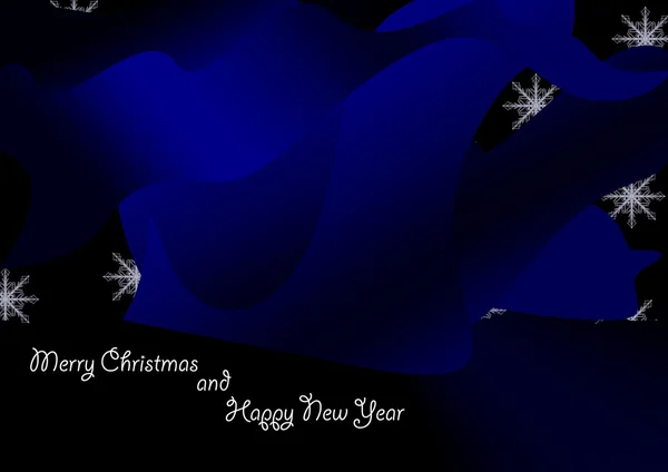 Merry Christmas and Happy New Year background design with white snowflakes - deep blue — Stock Photo, Image