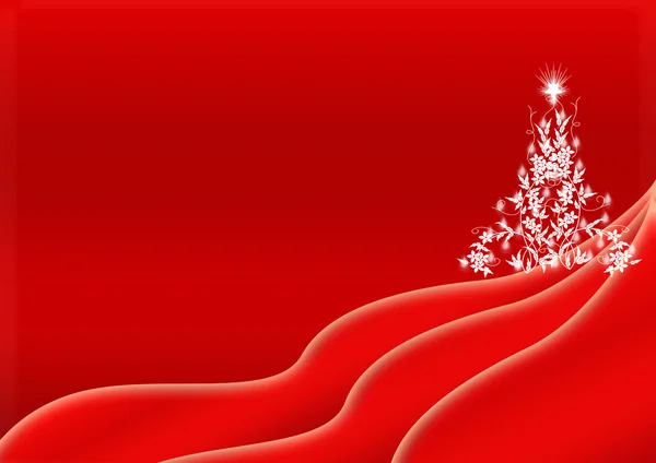 Red Christmas background design with white Christmas tree — Stock Photo, Image