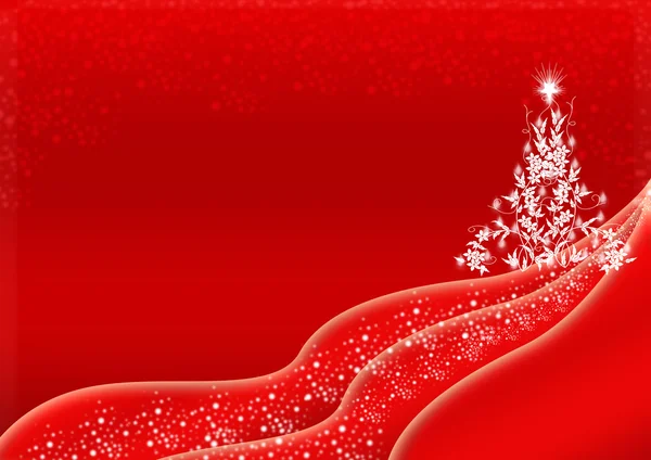 Projekt czerwone tło Boże Narodzenie z białym choinką — Zdjęcie stockowe