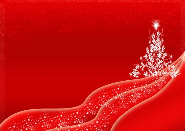 Diseño de fondo rojo de Navidad con árbol de Navidad blanco —  Fotos de Stock