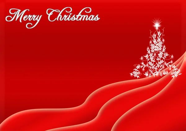Красный дизайн рождественского фона с цветочной елкой — стоковое фото