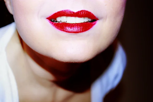 Lábios vermelhos — Fotografia de Stock