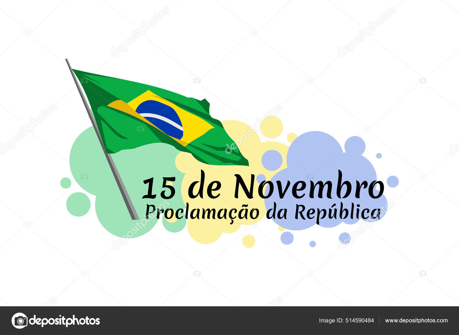 Brazil Greeting Text 15 De Novembro Proclamacao Da Republica Translate  November 15 Proclamation Day Of The Republic In Brasil Vector Illustration  Stock Illustration - Download Image Now - iStock