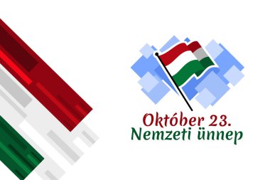 Tercümesi: 23 Ekim, Ulusal Gün. Macaristan 'da ulusal bayram - 1956 Devrimi hatıra vektör illüstrasyonu. Tebrik kartı, poster ve afiş için uygun.
