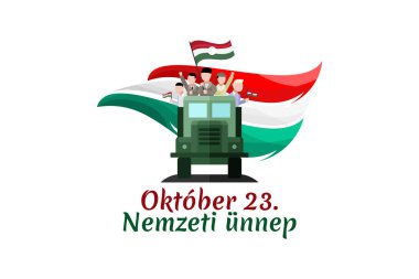 Tercümesi: 23 Ekim, Ulusal Gün. Macaristan 'da ulusal bayram - 1956 Devrimi hatıra vektör illüstrasyonu. Tebrik kartı, poster ve afiş için uygun.