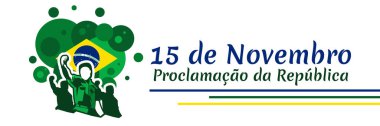 15 Kasım, Cumhuriyet Bildirgesi. Brezilya 'da resmi tatil vektör illüstrasyonunda. Tebrik kartı, poster ve afiş için uygun.