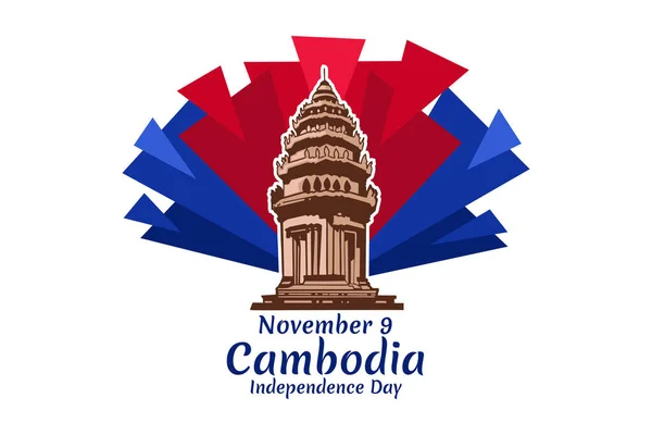 Noviembre Día Independencia Camboya Vector Illustration Adecuado Para Tarjeta Felicitación — Archivo Imágenes Vectoriales