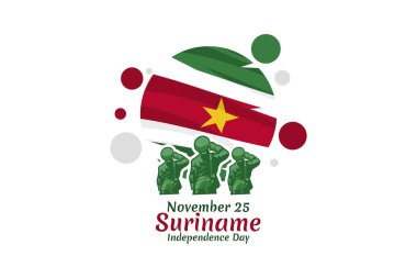 25 Kasım Surinam 'ın Bağımsızlık Günü. Tebrik kartı, poster ve afiş için uygun.