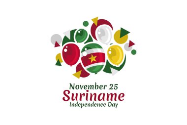 25 Kasım Surinam 'ın Bağımsızlık Günü. Tebrik kartı, poster ve afiş için uygun.