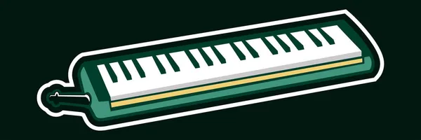 Ilustración Vectorial Melodica Instrumento Lengüeta Libre Similar Órgano Bomba Armónica — Vector de stock