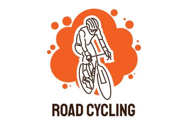 Yol bisikleti sporu vektör çizgisi simgesi. Road Cycling 'in motorlu sporcusu. İmzala. spor resimleme