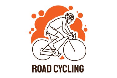 Yol bisikleti sporu vektör çizgisi simgesi. Road Cycling 'in motorlu sporcusu. İmzala. spor resimleme