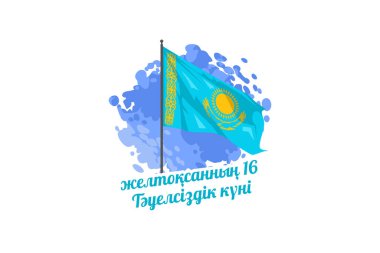 Tercümesi: 16 Aralık, Bağımsızlık Günü. Kazakistan vektör çiziminin bağımsızlık günü. Tebrik kartı, poster ve afiş için uygun.