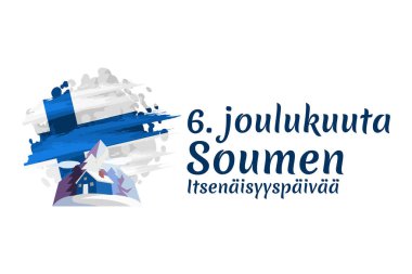 Çeviri: 6 Aralık Bağımsızlık Gününüz kutlu olsun. Finlandiya 'nın Bağımsızlık Günü vektör illüstrasyonu. Tebrik kartı, poster ve afiş için uygun.