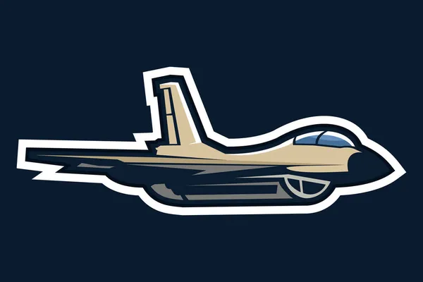 American Cold War Fighter Plane Vector Illustration Simple Aircraft Logo — Stock Vector