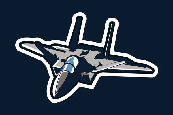 Ilustrasi Vektor Pesawat Tempur Perang Dingin Amerika Logo Pesawat Sederhana - Stok Vektor