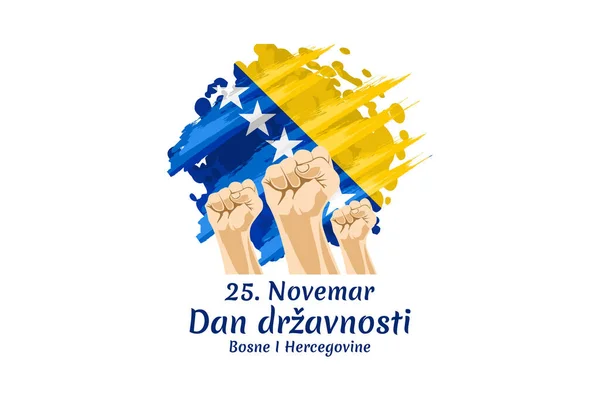 Tradução Novembro Dia Nacional Dia Estado Bósnia Herzegovina Ilustração Vetorial — Vetor de Stock