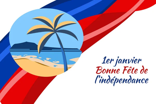 Traducción Enero Feliz Día Independencia Día Independencia Haití Vector Illustration — Vector de stock